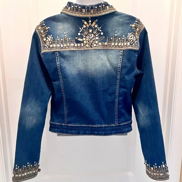 Nice Istanbul Women's Jean Embellished Gold Iridescent Beads-Pearls/Embroidered - Picture 9 of 16